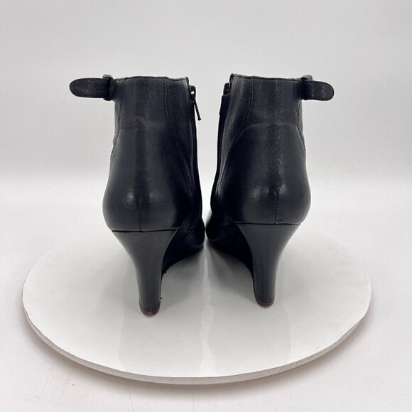 Lanvin Women Size 6 Black Patent Leather Buckle Side Zip Ankle Wedge Boot - Picture 6 of 16